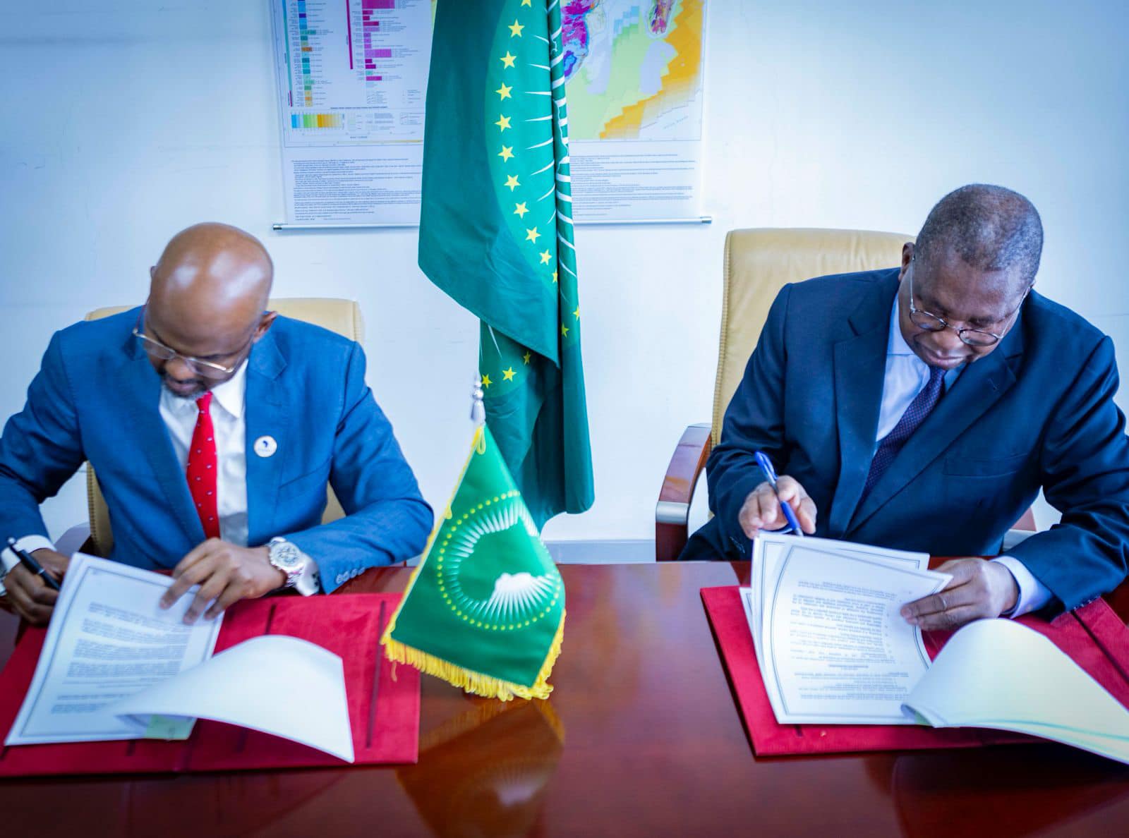 ShafDB and the African Union representatives signing the MOU.